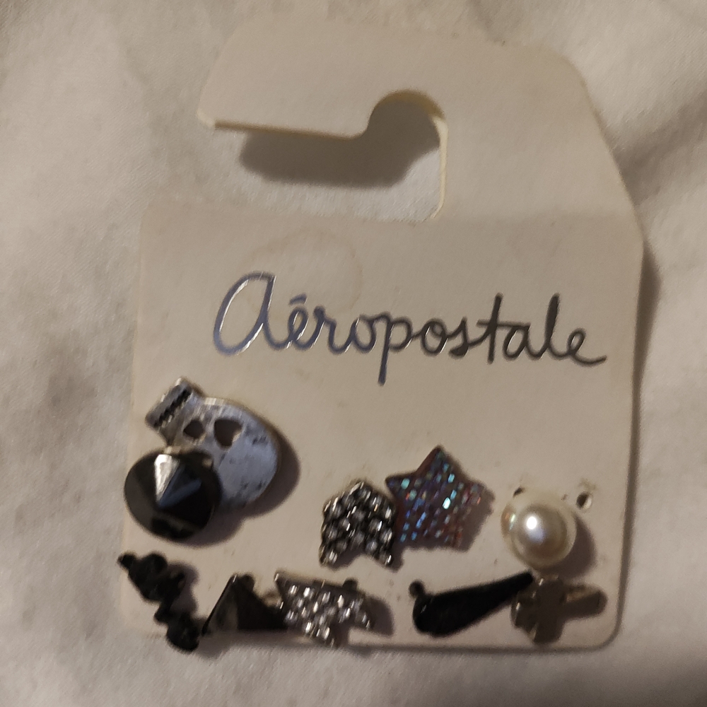 Aeropostale Kids' Black and Silver Star Earring Set
